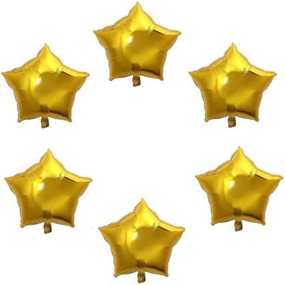 Flipkart Com Zyozi Solid Golden Star Shape Foil Balloons Pack Of 6 Size 18 Inches Each For Happy Birthday And All Kinds Of Party Decorations Balloon Balloon