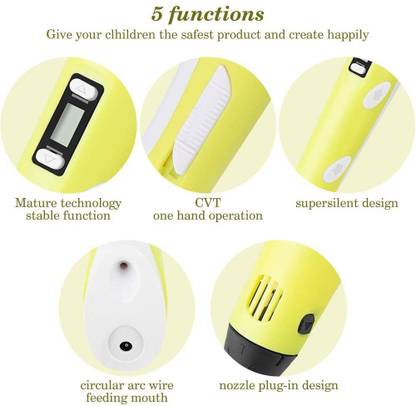 Robotronics 3D-Printing Pen with LCD for 1.75mm PLA and ABS for 3D Drawing, Doodling, Arts, Crafts, Model Making with 3 Piece 1.75mm ABS Filament Refills (Yellow) 3D Printer Pen