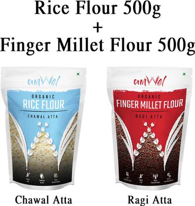 Amwel Combo of Rice Flour 500g+ Finger Millet Flour 500g (Pack of Two
