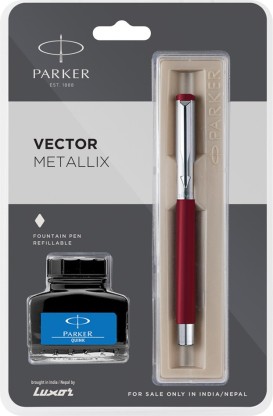 BLUE INKSTYLISH1 Pen Red body Parker Vector Mettalix CT Fountain Pen 
