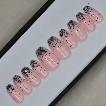 The Nailzstation Glossy Light Pink Glitter Ombre Press On Nails Set In Coffin Light Pink Price In India Buy The Nailzstation Glossy Light Pink Glitter Ombre Press On Nails Set In