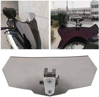 Motorcycle Adjustable Clip On Extension Windshield Wind Deflector w/Mounting Clip Kit 
