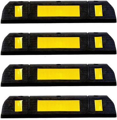 Ladwa Pack Of 4 Rubberised Car Wheel Parking Stopper For Garage Floor And Stops The Tires Rubberised Car Wheel Parking Stopper, Garage Floor Car Stops