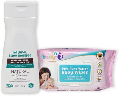 BabynU Natural Shampoo with Hibiscus and |ph Balanced (200ml) and 98% Pure Water Baby Wipes (80 wet Baby Wipes) - | Buy Baby Care Combo in India BabynU Natural Shampoo with Hibiscus and |ph Balanced (200ml) and 98% Pure Water Baby Wipes (80 wet Baby Wipes) - | Buy Baby Care Combo in India