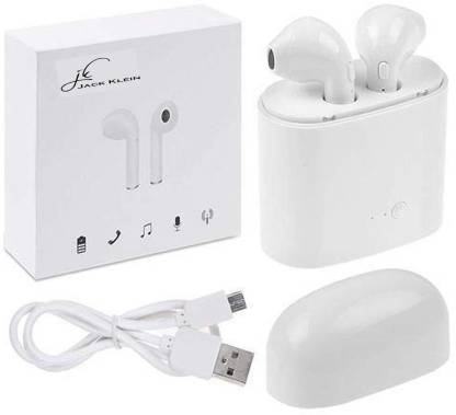 Jack Klein i7S Tws Wireless Headphone with Charging Box (White, in The Ear) Bluetooth Headset
