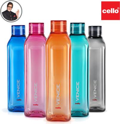 Cello Venice Plastic Bottle Set, 1 Litre, Set of 5, Assorted