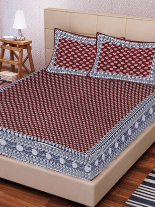 E-Wish Box 144 TC Cotton Double Printed Flat Bedsheet