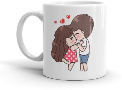 Bhagwati world creation Cute cartoon couple kiss, gift for you love once  ,ceramic coffee mug (325ml) Ceramic Coffee Mug Price in India - Buy  Bhagwati world creation Cute cartoon couple kiss, gift