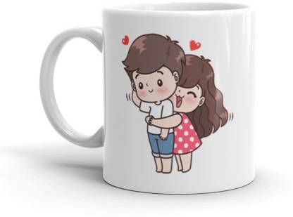 Bhagwati world creation Cute couple back hug, cartoon couple gift ,ceramic  coffee mug (325ml) Ceramic Coffee Mug Price in India - Buy Bhagwati world  creation Cute couple back hug, cartoon couple gift ,