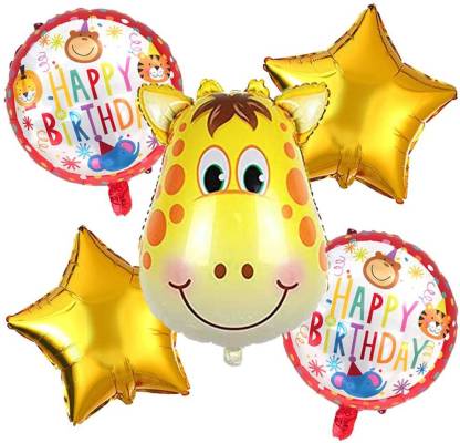  | DECOR MY PARTY Printed (Pack of 5) Animal Balloons for  Birthday Party Foil Balloon Animals Theme Birthday Party Decorations Forest  Animal Theme Birthday Decoration - Giraffe Balloon - Balloon