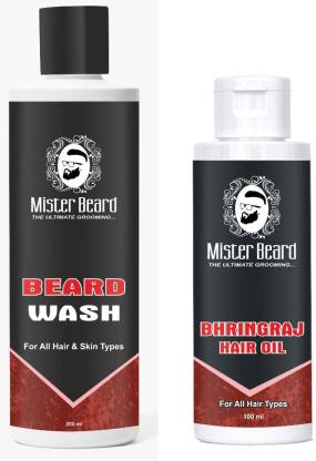Mister Beard Beard Wash 200ml with Bhringraj Hair Oil 100ml Price in India  - Buy Mister Beard Beard Wash 200ml with Bhringraj Hair Oil 100ml online at  