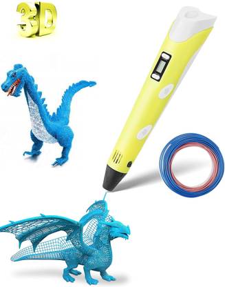 DS Robotics 3D-Printing Pen with LCD for 1.75mm PLA and ABS for 3D Drawing, Doodling, Arts, Crafts, Model Making with 3 Piece 1.75mm ABS Filament Refills (Yellow) 3D Printer Pen Price in