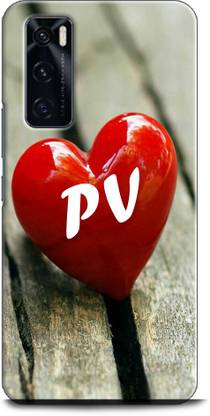 INDICRAFT Back Cover for Vivo V20 SE, V2022 P V, P LOVES V, NAME, LETTER,  ALPHABET, PV LOVE, HART, BLUE - INDICRAFT : 