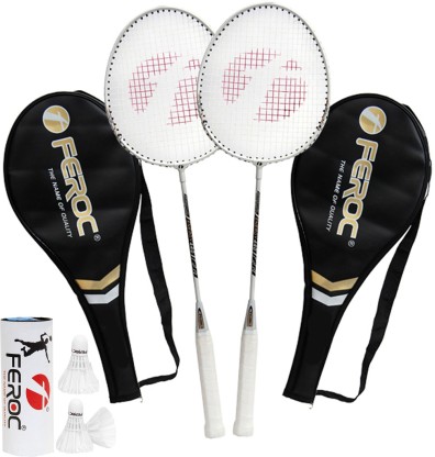 3 Pieces Feather SHUTTLES 3003 Aluminum Badminton Racket Set of 2 with 