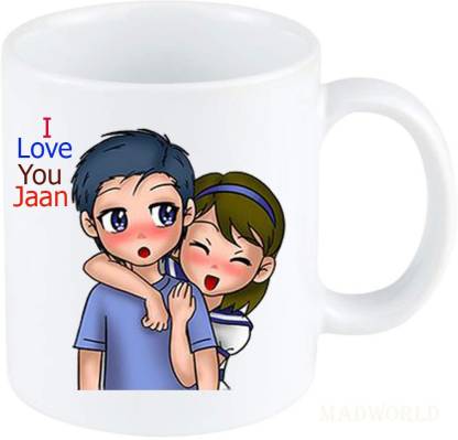MadWorld Love You Jaan Love Couple Quotes Printed Ceramic White Coffee mug.  Ceramic Coffee Mug Price in India - Buy MadWorld Love You Jaan Love Couple  Quotes Printed Ceramic White Coffee mug.