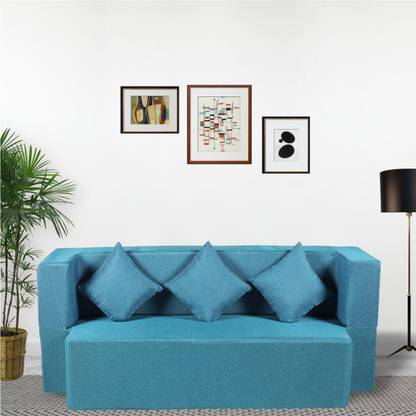 Seventh Heaven 3 Seater Sofa Bed 72x44x14 Inches Jute Fabric Washable Cover With Cushions Double In India Seventh Heaven 3 Seater Sofa Bed, How Much Fabric To Recover 3 Seater Sofa Beds