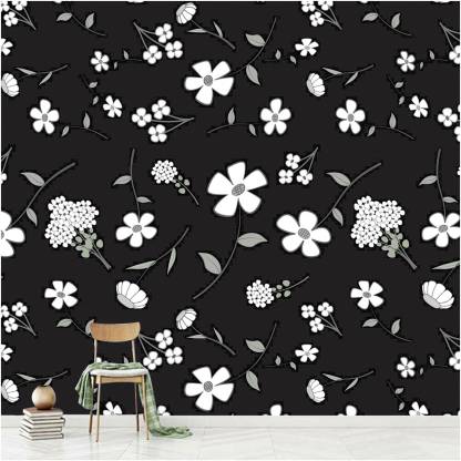 digital print world Floral & Botanical Black Wallpaper Price in India - Buy  digital print world Floral & Botanical Black Wallpaper online at  