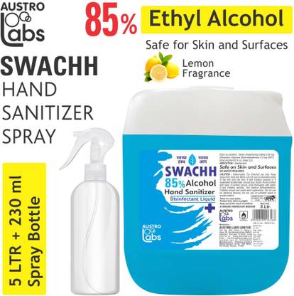 Austro Labs Swachh Hand Sanitizer Spray Liquid Refill Pack 5 Liter With Empty Hand Sanitizer Spray Bottle Sanitizer Spray Can Price In India Buy Austro Labs Swachh Hand Sanitizer Spray