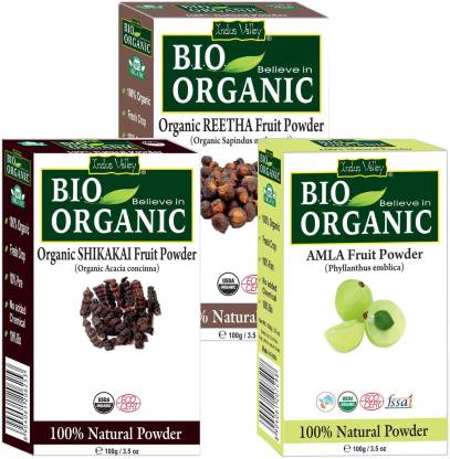 Indus Valley BIO Organic Herbal Amla + Shikakai + Reetha Powder- Combo Pack  of 3-in-1 - Price in India, Buy Indus Valley BIO Organic Herbal Amla +  Shikakai + Reetha Powder- Combo