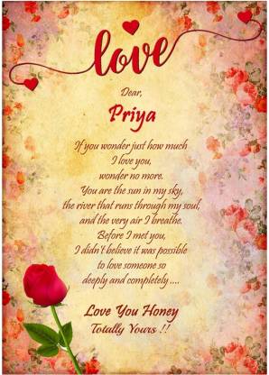 Midas Craft I Love You Priya ….03 Love Letter Greeting Card Price in India  - Buy Midas Craft I Love You Priya ….03 Love Letter Greeting Card online at  