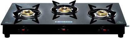 MILTON Premium 3 Burner Manual Ignition LPG Glass Top Gas Stove