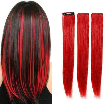 Shree Radhe Wedding Emporium Streaks In A Red Colour / Extensions / Funky  Highlighter (Pack OF 3 Pcs) Hair Extension Price in India - Buy Shree Radhe  Wedding Emporium Streaks In A