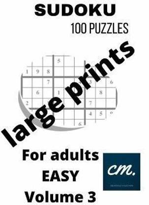 Easy sudoku puzzle book for adults Volume 3