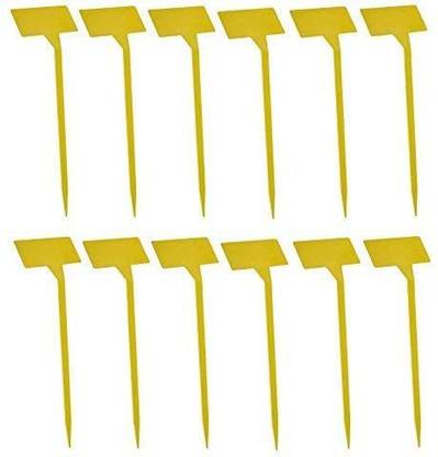 bvslf Plastic Plant Markers, Nursery Plant Garden Tags Markers Labels - Yellow Color, 40 cm x 10 cm, Pack of 12 Garden Tool Kit