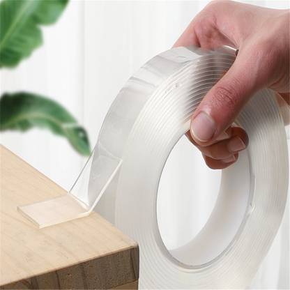 Hervee Double Sided Adhesive Tape Heavy Duty Washable Grip Multipurpose Removable Traceless Transparent Tape Strong Sticky