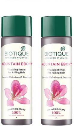 BIOTIQUE Bio Mountain Ebony vitalizing serum for falling hair | Pack Of 2  (120ml + 120ml) 240 ml - Price in India, Buy BIOTIQUE Bio Mountain Ebony  vitalizing serum for falling hair |