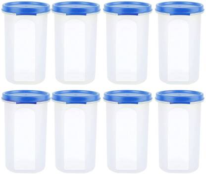 Cutting EDGE Pack Of 8 | 585ML Each | Blue | Round Containers-Smart Slim Storage Combo Set Air-Tight & Leak Resistant Plastic Round Modular Container – For Pasta | Juice | Snacks | Cookies | Wafers | Flax & Chia Seeds - Stackable | BPA Free | Refrigerator Safe  - 585 ml Plastic Utility Container