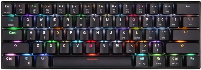 MOTOSPEED 61 Keys Wired/Wireless 3.0 Mechanical Keyboard 60% RGB LED Backlit Type-C Gaming/Office Keyboard for PC/Mac/Linux/iPad/iPhone/Smartphone/Laptop Blue Switch 