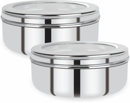 Renberg Stainless Steel Puri Canister Set of 2, 750ml, Sliver (RBIN-6093)  – 750 ml Steel Utility Container  (Pack of 2, Silver)