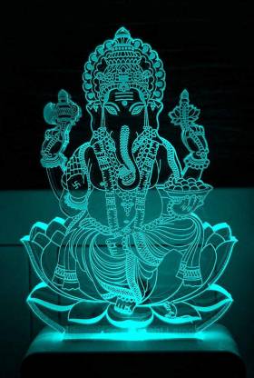 UNICEPT The Lord Ganesh 3D Illusion Night Lamp Comes with 7 Multicolor and 3D Illusion Design Suitable for Room,Drawing Room,Lobby, Temple LED Night Lamp Night Lamp