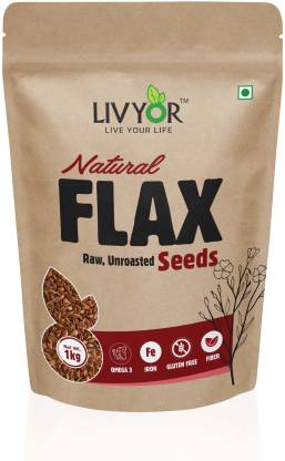 LIVYOR Flax Seeds - Raw, Unroasted for Weight loss Management, Rich in Omega-3 and Iron