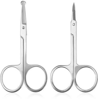 | Ghelonadi Eyebrow Scissors Nose Hair Trimmer Facial Hair  Small Grooming Scissors For Men Women Curved and Rounded Safety Tip (Pack  of 2) Scissors - Eyebrow Scissor