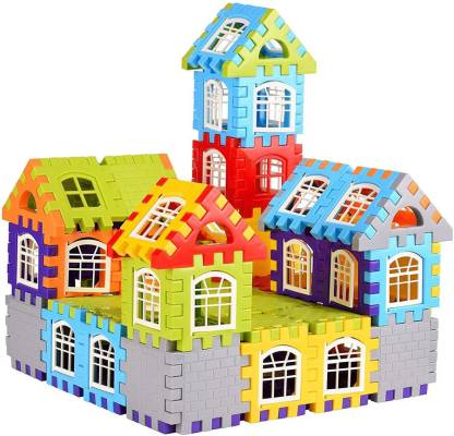 FTAFAT My Happy House Home Building Blocks, Learning Toy Educational Toy Non-Toxic Brain Building , 72 Pcs Blocks Set