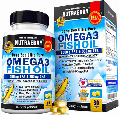 NUTRAEBAY Omega-3 Fish Oil 1000mg Triple Strength (550mg EPA 350mg DHA)  Deep Sea Ultra Pure Price in India - Buy NUTRAEBAY Omega-3 Fish Oil 1000mg  Triple Strength (550mg EPA 350mg DHA) Deep