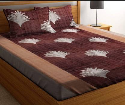 RUHANA 160 TC Cotton Double Floral Flat Bedsheet