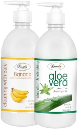 Luster Banana & Aloe vera Cleansing Milk, Makeup Remover For Face, Combo Pack