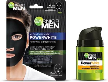 GARNIER Power White Charcoal Moisturiser, 50g + Power White Charcoal Sheet Mask (Pack of 2 Prodcuts)  (78 g)