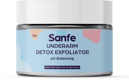 Sanfe Underarm Detox Scrub for All Skin types - 50g with Dead Sea Mud and Blue Sea Kale | Scrub cum Mask| Deep Cleansing | Nourishing, Exfoliating , Anti-bacterial mask with Soothing and cooling effect