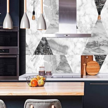 Homefast Marble Wall Paper For Kitchen, Black Granite Contact Paper For Countertops