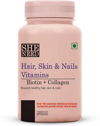 SheNeed Hair, Skin & Nails Vitamins With Biotin - 60 Capsules Price in  India - Buy SheNeed Hair, Skin & Nails Vitamins With Biotin - 60 Capsules  online at 