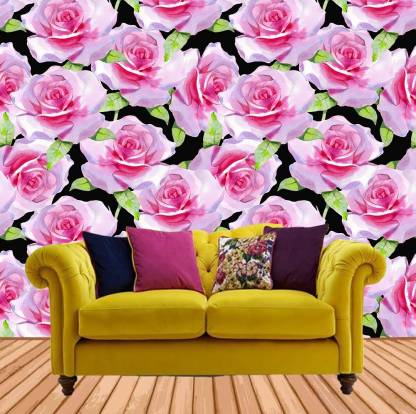 COLOR SOLUTION Floral & Botanical Pink, Black Wallpaper Price in India -  Buy COLOR SOLUTION Floral & Botanical Pink, Black Wallpaper online at  