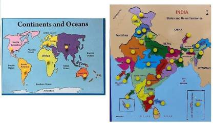 Urban Infotech Wooden India Map With State Capitals Oceans Continents World Map Jigsaw Puzzles Toy With Knobs Early Learning Educational Toys For Kids Children Students Price In India Buy Urban Infotech