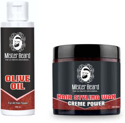 Mister Beard Hair Styling Wax Crème Power 100gm And Olive Oil 100ml Price  in India - Buy Mister Beard Hair Styling Wax Crème Power 100gm And Olive Oil  100ml online at 