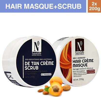 NutriGlow Advance De Tan Crème Scrub and Advance Hair Crème Masque