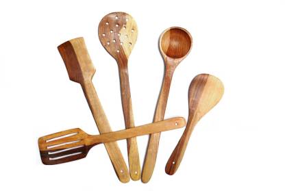 ACAPELLA Multipurpose Wooden Serving and Cooking Non Stick Spoons Set of 5 Wooden Spatula