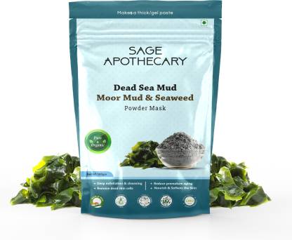 Sage Apothecary Organic Moor Mud & Seaweed Powder Face Mask & Hair Mask for  Dry and